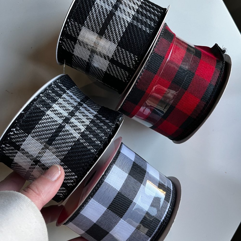 Holiday Wired Ribbon - Christmas - Set‎ of 4 Rolls Wired Fabric Ribbon (New)
